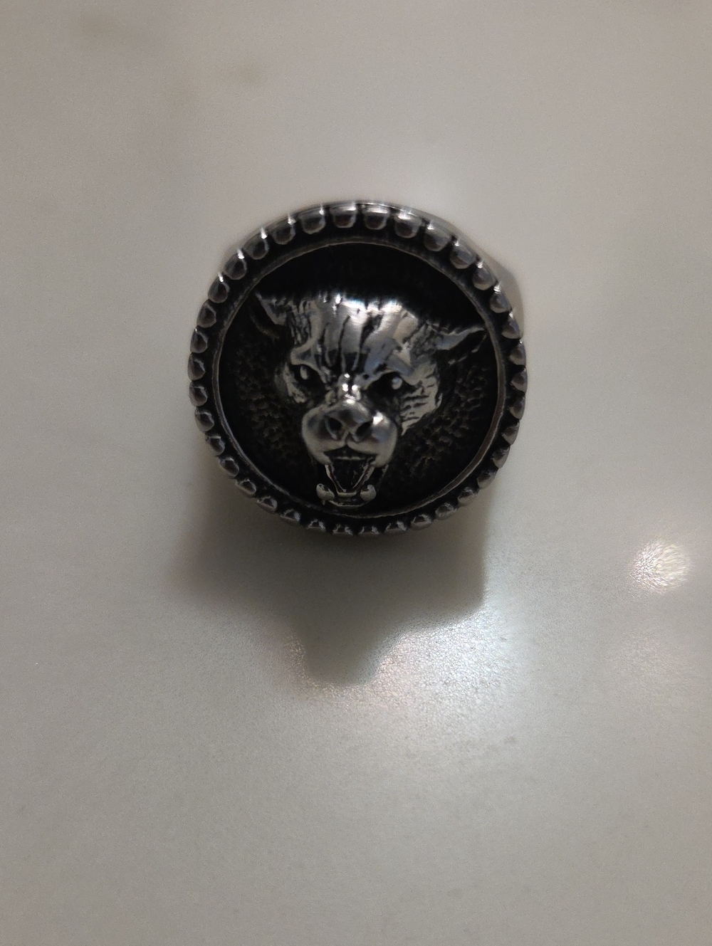 Men's Silver Panther Head Signet Ring